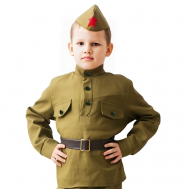 Карнавальный костюм для мальчика "" 5-7 лет р-р 122 - 134, набор военного на парад 9 мая, 23 февраля, пилотка, гимнастерка, ремень, 2276 Бока