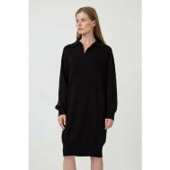 Платье-поло , повседневное, оверсайз, вязаное, размер 52, черный Baon