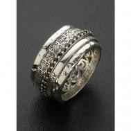 Кольцо обручальное Angelskaya925 Кольцо серебряное с камнями Спаси и Сохрани серебро широкое, серебро, 925 проба, чернение, гранат, размер 16, серебряный, красный Ангельская925