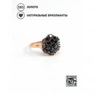 Кольцо , красное золото, 585 проба, бриллиант, размер 17.5, черный Кристалл мечты