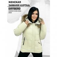 куртка  зимняя, силуэт прямой, карманы, размер 54, бежевый Diffberd