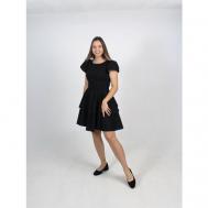 Платье хлопок, прилегающее, до колена, размер 46, черный bramble