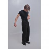 Шаровары  Широкие брюки с защипами, размер S, черный Pogarti