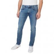 Джинсы зауженные , полуприлегающий силуэт, средняя посадка, размер 31/32, голубой Pepe Jeans