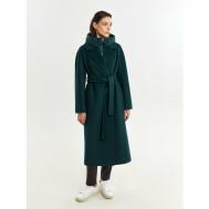 Пальто-кокон   демисезонное, демисезон/зима, шерсть, удлиненное, размер 44/170, зеленый Pompa