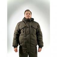 куртка  зимняя, силуэт свободный, карманы, капюшон, манжеты, внутренний карман, размер 48, хаки IDCOMPANY