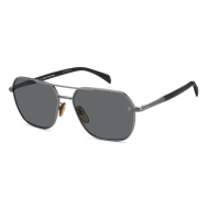 Солнцезащитные очки  DB 1128/G/S V81 M9, прямоугольные, оправа: металл, с защитой от УФ, для мужчин, серебряный David Beckham