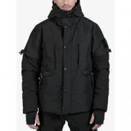 куртка  зимняя, силуэт свободный, капюшон, утепленная, внутренний карман, размер L, черный IGAN