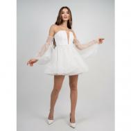 Платье полуприлегающее, мини, размер 36, белый REINA LINE