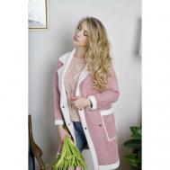 Пальто , размер Оверсайз, розовый, белый Piccante Style