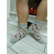 Мужские носки , 1 пара, 5 уп., классические, размер 41;42;43;44, серый, красный Рассказовские носки