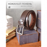 Ремень натуральная кожа, металл, подарочная упаковка, размер 130, длина 130 см., коричневый Alexander Sviridov