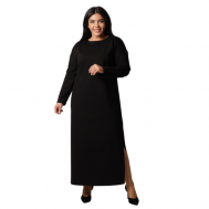 Платье-толстовка , повседневное, классическое, прямой силуэт, макси, размер 60, черный Elena Tex
