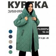 куртка  зимняя, средней длины, силуэт прямой, капюшон, карманы, размер 64, зеленый Diffberd