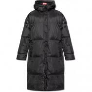 куртка , демисезон/зима, силуэт свободный, карманы, капюшон, размер 48, черный Diesel