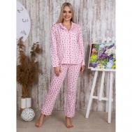 Пижама , брюки, лонгслив, длинный рукав, размер 44, розовый Jearlider