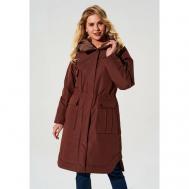 Джинсовая куртка   зимняя, средней длины, силуэт прямой, карманы, несъемный капюшон, размер 64, бордовый D`imma Fashion Studio