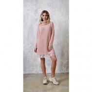 Платье-свитер до колена, размер Оверсайз, розовый Piccante Style