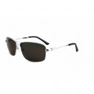 Солнцезащитные очки , прямоугольные, оправа: металл, с защитой от УФ, поляризационные, для мужчин, серебряный TROPICAL