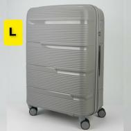 Чемодан  чемодан серый, полипропилен, увеличение объема, жесткое дно, 108 л, размер L, серый Impreza