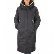 куртка  зимняя, силуэт прямой, манжеты, капюшон, влагоотводящая, грязеотталкивающая, ветрозащитная, карманы, внутренний карман, несъемный мех, размер 8XL - 62, серый Не определен