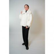 куртка  , демисезон/зима, средней длины, без капюшона, карманы, съемный мех, размер 48, белый MIEGOFCE