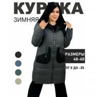 куртка  зимняя, средней длины, силуэт прямой, капюшон, карманы, размер 48, черный Diffberd