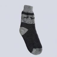 Мужские носки  Шерстяные носки, 1 пара, классические, утепленные, воздухопроницаемые, на Новый год, на 23 февраля, вязаные, размер 42/43, черный, серый Наши носки