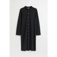 Платье-рубашка , повседневное, прямой силуэт, миди, размер 4XL, черный H&M