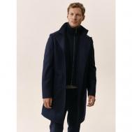 Пальто , шерсть, силуэт прилегающий, утепленное, размер 58/176, синий Royal Spirit