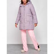 аляска  зимняя, средней длины, силуэт свободный, стеганая, манжеты, мембранная, капюшон, несъемный капюшон, карманы, подкладка, утепленная, водонепроницаемая, ветрозащитная, влагоотводящая, внутренний карман, размер 48, розовый Нет бренда