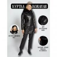 косуха   зимняя, силуэт прилегающий, капюшон, карманы, размер 50, черный Prima Woman