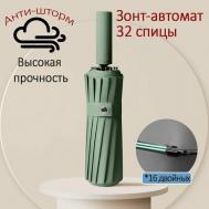 Зонт автомат, 3 сложения, купол 106 см., 16 спиц, система «антиветер», чехол в комплекте, зеленый Lary El