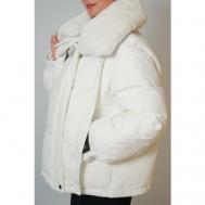 куртка  , демисезон/зима, средней длины, без капюшона, карманы, съемный мех, размер 46, белый MIEGOFCE