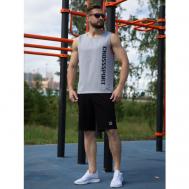 Майка  для фитнеса , силуэт свободный, влагоотводящий материал, быстросохнущая, размер 52, серый CROSSSPORT