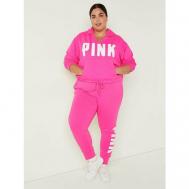 Худи, силуэт свободный, укороченное, утепленное, капюшон, карманы, размер XL, розовый Victoria's Secret Pink