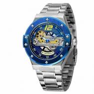 Наручные часы  2023  роскошные часы автоматический водостойкий скелетон мужчины наручные часы, серебряный, синий FORSINING