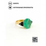 Кольцо  135967007 желтое золото, 585 проба, бриллиант, изумруд, размер 17, зеленый Кристалл мечты