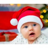 Новогодняя шапка Деда Мороза детский, 3 шт / детский новогодний красный колпак / детская шапка Санта Клауса, головной убор для ребенка с помпоном XMas Ornament
