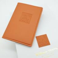 Обложка , натуральная кожа, оранжевый William Morris
