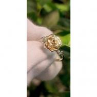 Перстень  Шарм, комбинированное золото, 585 проба, родирование, бриллиант, размер 16.5, белый, желтый Альдзена