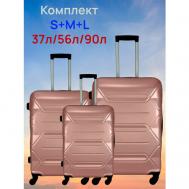 Комплект чемоданов  Yel-685, 3 шт., 90 л, размер S/M/L, пыльная роза Top travel