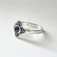 Кольцо  серебряное женское цветок с лазуритом, серебро, 925 проба, лазурит, синий, серебряный STFilligree
