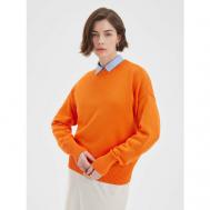 Джемпер , длинный рукав, свободный силуэт, трикотаж, вязаный, размер 48-52, оранжевый Kivi Clothing