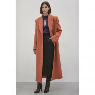 Пальто   демисезонное, шерсть, силуэт прямой, удлиненное, размер XL, коричневый I Am Studio