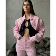 куртка , силуэт свободный, размер S, черный, розовый Drop Shop Show