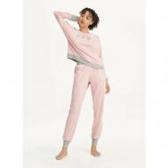 Пижама , рубашка, брюки, длинный рукав, карманы, пояс на резинке, размер M, розовый DKNY