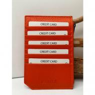 Кредитница , натуральная кожа, 9 карманов для карт, оранжевый DIGALS