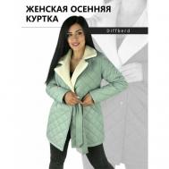 куртка  демисезонная, силуэт прямой, карманы, размер 46, бирюзовый Diffberd