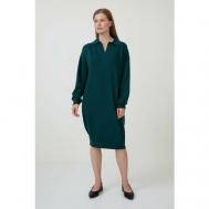 Платье-поло , повседневное, оверсайз, вязаное, размер 48, зеленый Baon